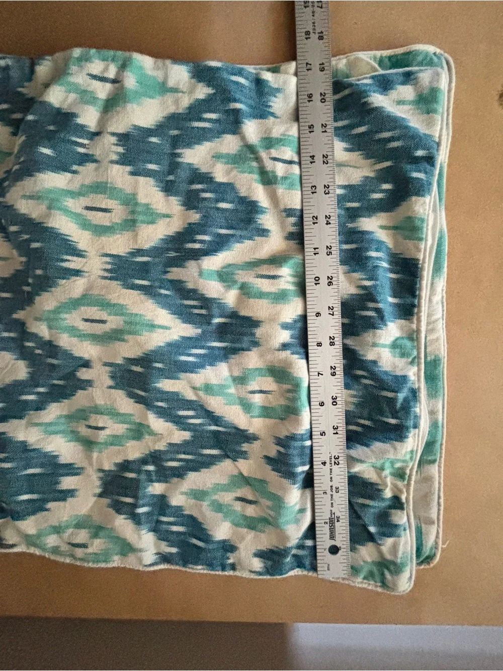Ikat Print Pillow covers in Teal and Cream